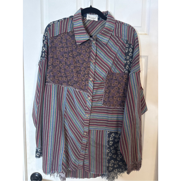 Oli & Hali Tops - Women's Oli & Hali Patchwork Button Down Shirt M Multicolor